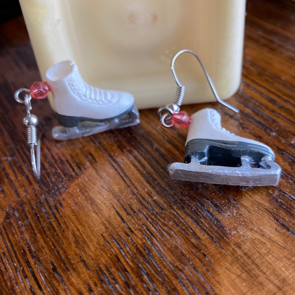 Ice skate dangle earrings